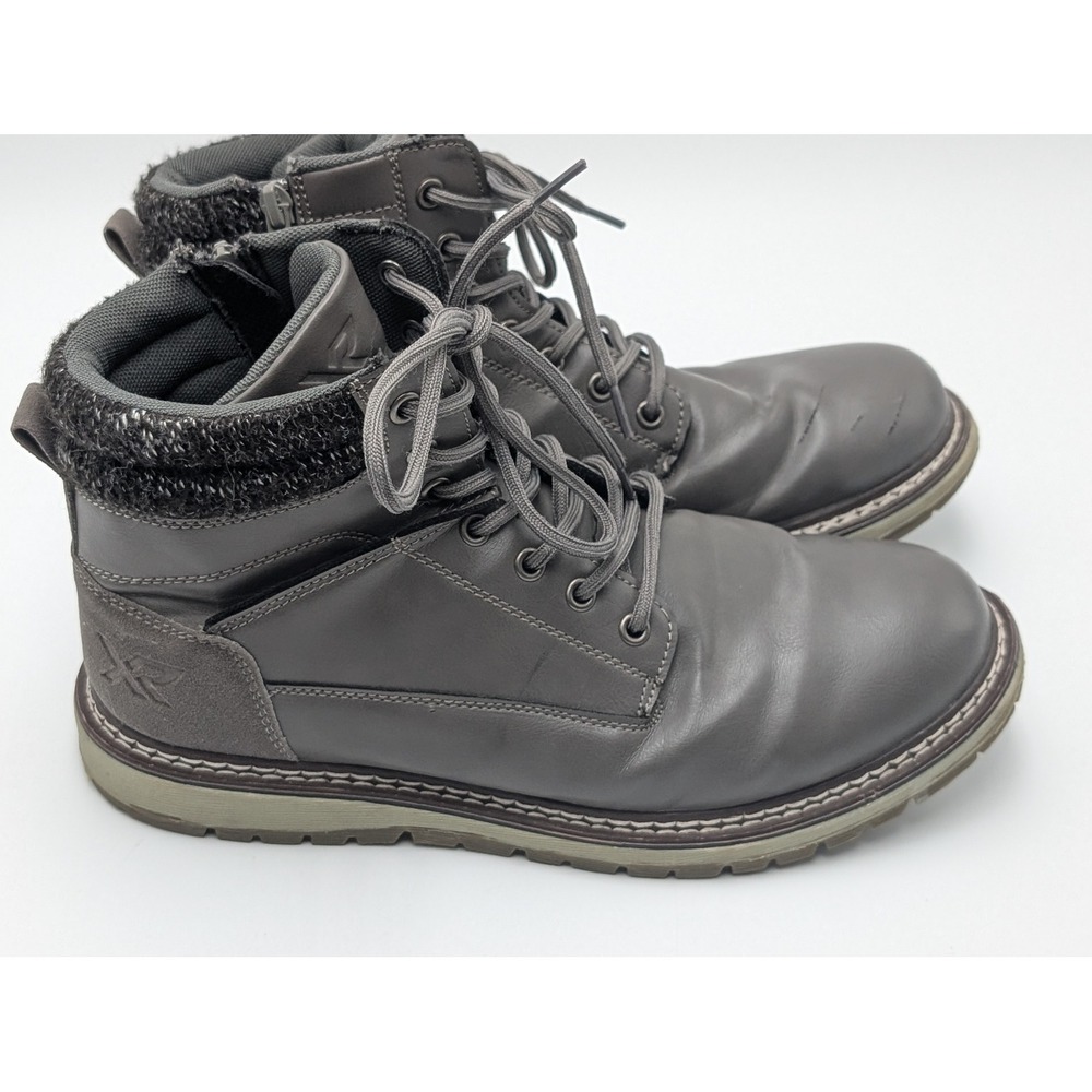 XRAY Mens Gray Faux Leather Knit Collar Combat Boots XRW1173 Size 10 US 43 EUR